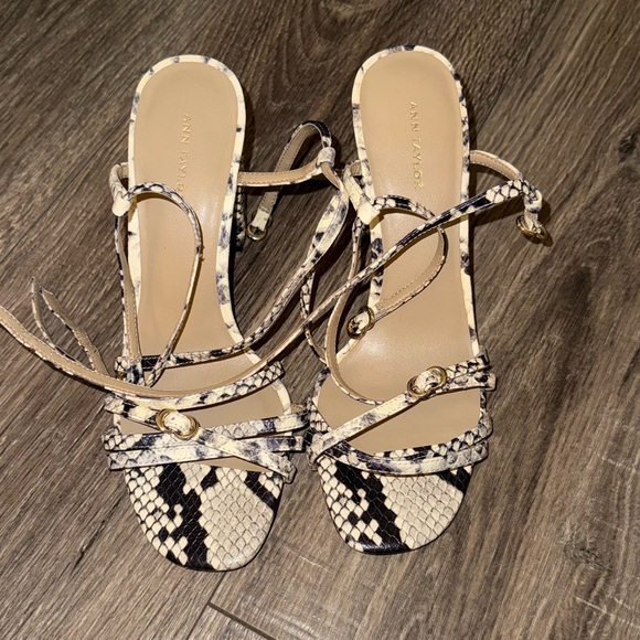 Ann Taylor Women's Snakeskin Strappy Heels - Picture 2 of 4